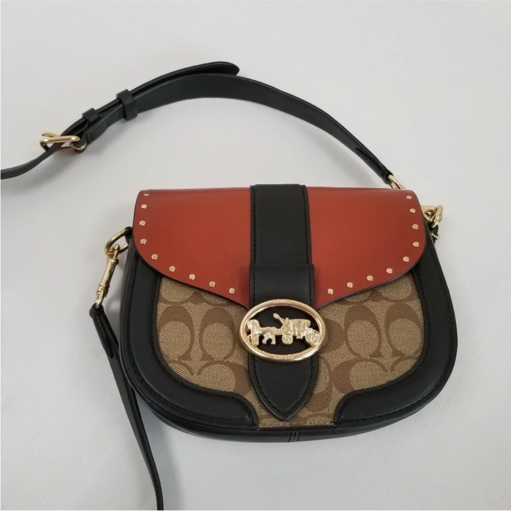 Coach Brown and Black Women's Bag Coach Georgie Saddle Bag Crossbody - Picture 8 of 16